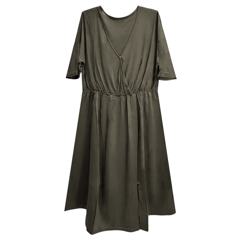pregnancy wrap dress Maternity 100% Linen Dress/ Linen Robe/ 1282 11.8 Sleeve width  39cm Krdevn Womens V Neck Wrap