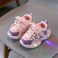 thumbnail image 2 of Otqutp Baby Girls Leather Lace Lights up Sneakers Hook Loop Non Slip Walking Sport Shoes Toddler New Born Casual Breathable, 2 of 9