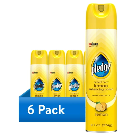 (6 pack) Pledge® Expert Care™, Wood Polish Shines and Protects, Lemon Enhancing, Aerosol, 9.7 oz.