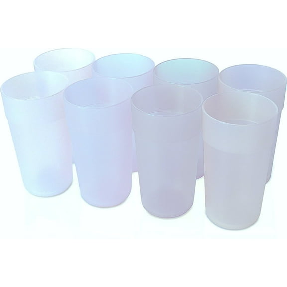 Plastic Tumblers 14oz, 8 Pcs Drinking Glasses, Stackable Cups, Restaurant Plastic Tumblers, Clear Tumbler Beverage Cups, BPA-Free, Shatter-Proof, Dishwasher-Safe