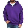 thumbnail image 4 of Men's Quarter Zip Pullover Hoodies Half Zip Hoodie Men Long Sleeve Hoodie Fleece Casual 1/4-Zip Sweatshirt Purple 3XL, 4 of 4