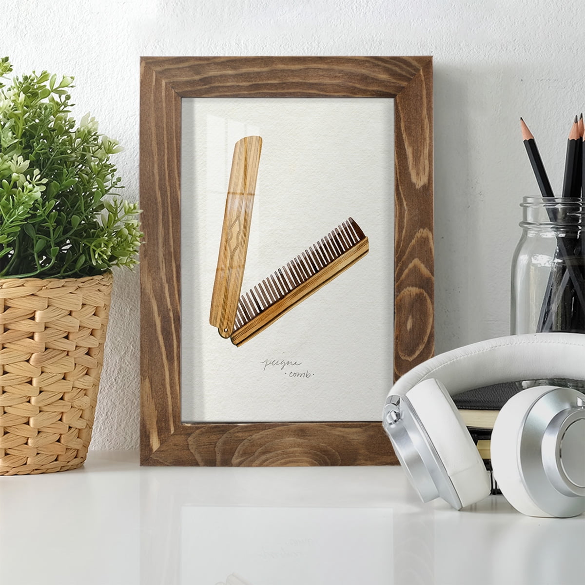 Gilded Toiletries IV - Framed Print w/glass - Walnut