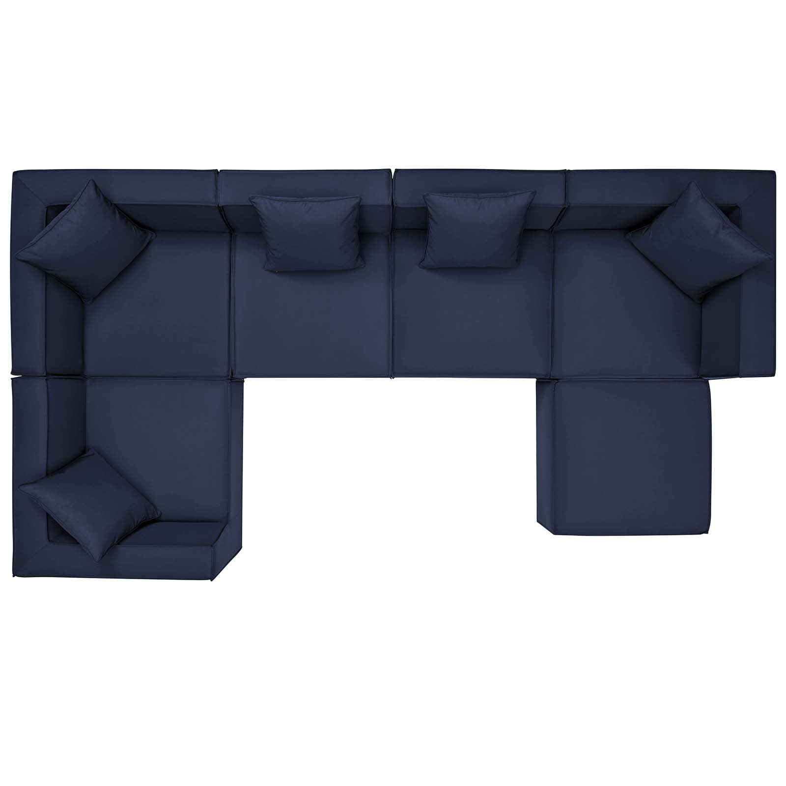 Modway Saybrook 6-Piece Fabric Upholstered Outdoor Patio Sectional Sofa in Navy