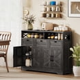 thumbnail image 2 of HOMCOM Buffet, Armoire Buffet avec 4 Portes de Grange et 3 Tiroirs Brun Foncé, 2 of 10