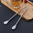 thumbnail image 3 of Flmtop 2Pcs Straw Spoon Long Handle Mixing Yerba Mate Stainless Steel Bombilla Filter Teaspoon for Party, 3 of 7