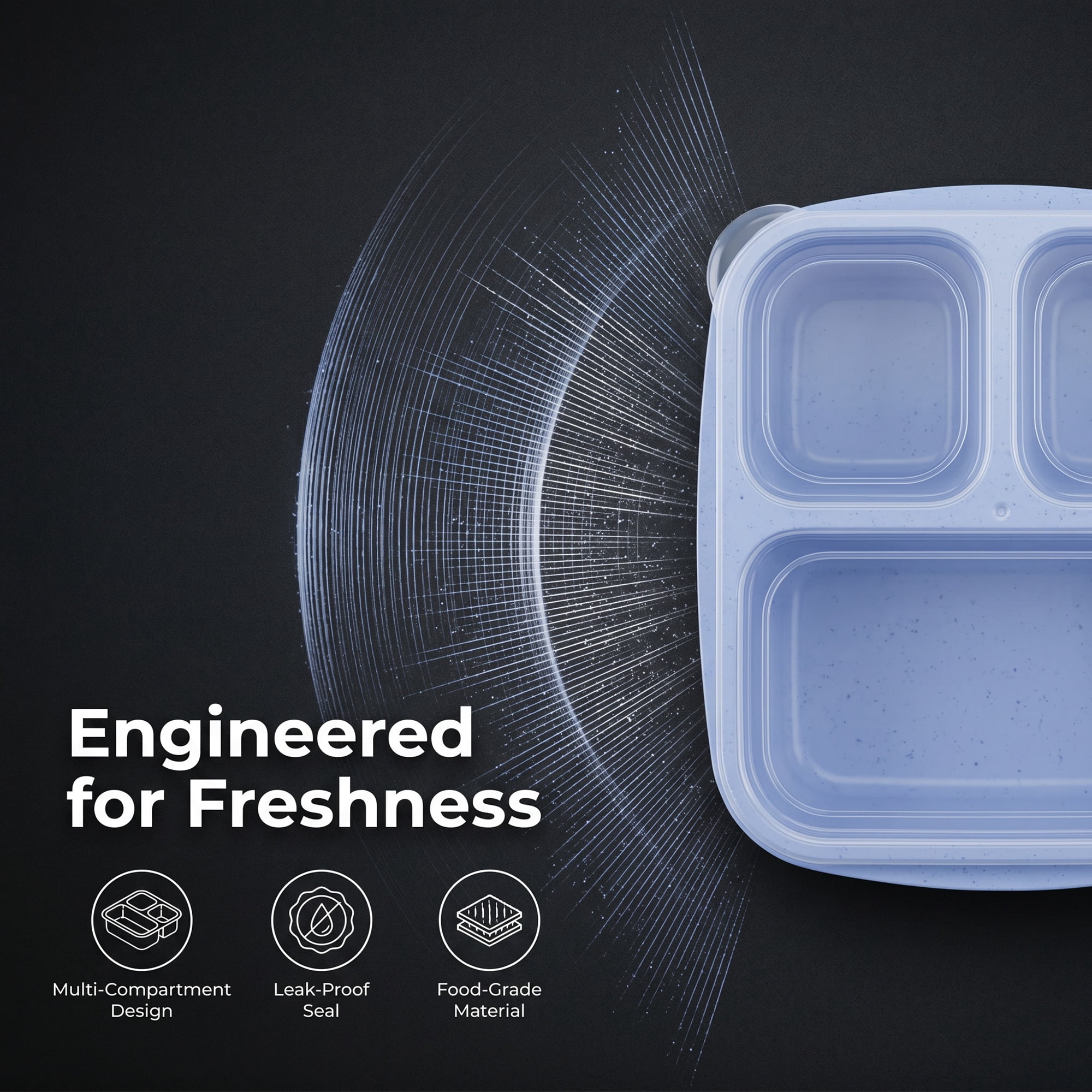 Unique Bargains Wheat Straw Leak-Proof Meal Lunch Bento Box for Work Travel Blue