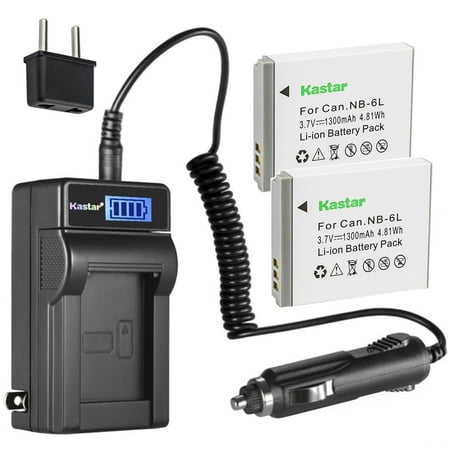Kastar 2-Pack NB-6LH Battery and LCD AC Charger Compatible with Canon PowerShot SX510 HS  PowerShot SX520 HS  PowerShot SX530 HS  PowerShot SX540 HS  PowerShot SX600 HS  PowerShot SX610 HS Cameras