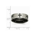 thumbnail image 2 of Titanium 7mm Cross Black-plated Brushed and Polished Band Ring - Size 9, 2 of 2