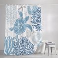 thumbnail image 3 of Shower Curtains for Bathroom, Navy Blue Coastal Turtle Waterproof Fabric Shower Curtain, Ocean Coral Nautical Decorative Bathroom Curtain for Bathtub, 72"x72", No Hooks Included, 3 of 9