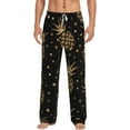 thumbnail image 2 of Lsque Gold Glitter Pineapples Print Men's Pajama Pants, Lounge Pant - Comfortable Home Wear,Elastic Waistband, Stylish Design-Small, 2 of 9