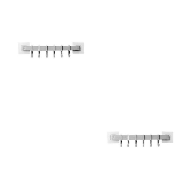 Cateissary Ganchos autoadhesivos, 6 ganchos de pared, estante de plástico para puerta de baño, estante de cocina, sin taladro, organizador de gris 2Conjunto