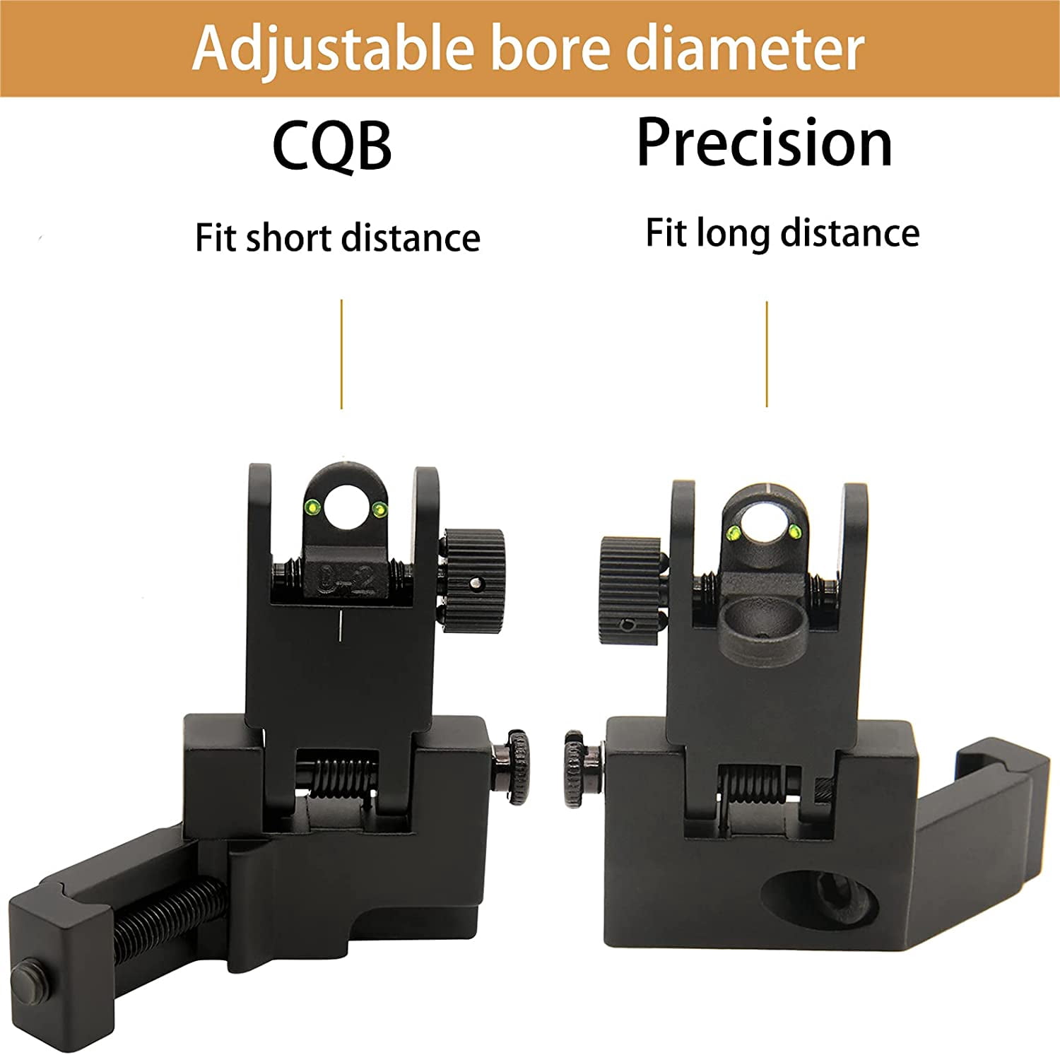 ABCISI 45 Degree Offset Flip Up Iron Sights, Rapid Transition Backup Fiber Optics Iron Sights Low Profile Front and Rear Sights with Red and Green Dots Compatible with Picatinny Weaver Rails