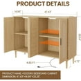 thumbnail image 4 of YUSAZENS Rattan Sideboard Buffet Cabinet with 4 Doors - Storage Console with Power Outlet, Adjustable Shelves for Kitchen Dining Room Living Room, 4 of 6
