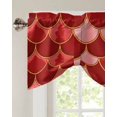 thumbnail image 2 of Tie Up Valance Curtain for Kitchen,Nautical Ocean Fish Scale Rod Pocket Short Curtains Adjustable Tie-Up Shade Valances,Modern Red Gradient Pattern Window Treatment for Bathroom Living Room Bedroom, 2 of 8