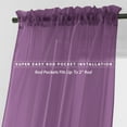 thumbnail image 2 of 2-Piece Multipurpose Solid Colored Drapes, Semi-Sheer Window Curtains with 2 inch Rod Pocket, 40 X 84 inches, Purple, 2 of 5