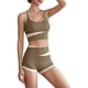 thumbnail image 1 of Gibobby Conjunto de pantalones de yoga Conjunto de sujetador y leggings deportivos de moda para mujer Sensación de secado rápido y desnudo(Caqui,M), 1 of 5