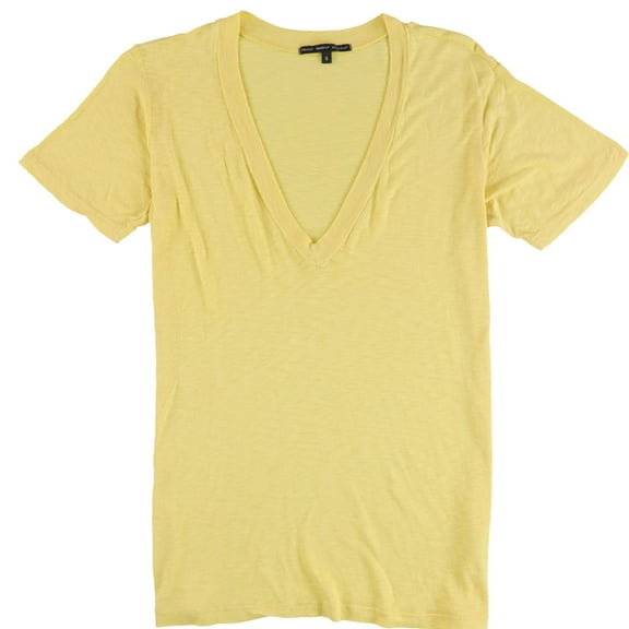 TRULY MADLY DEEPLY Womens Heathered V-Neck Basic T-Shirt, Yellow, Small