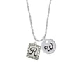 thumbnail image 2 of Delight Jewelry Silvertone Pebble Border Initial - R Silvertone Script Initial Disc - W - Charm Necklace, 20"+3", 2 of 4