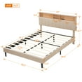 thumbnail image 4 of Aukfa Queen Upholstered Bed Frame with Storage Headboard and USB Port for Adults, Linen, Beige, 4 of 8