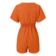 thumbnail image 4 of 2DXuixsh Rompers for Women Women's Jumpsuit Summer V Neck Button Short Ruffle Sleeve Smocked Mini Short Romper Workout Casual Wide Legs Rompers Red Size L, 4 of 7