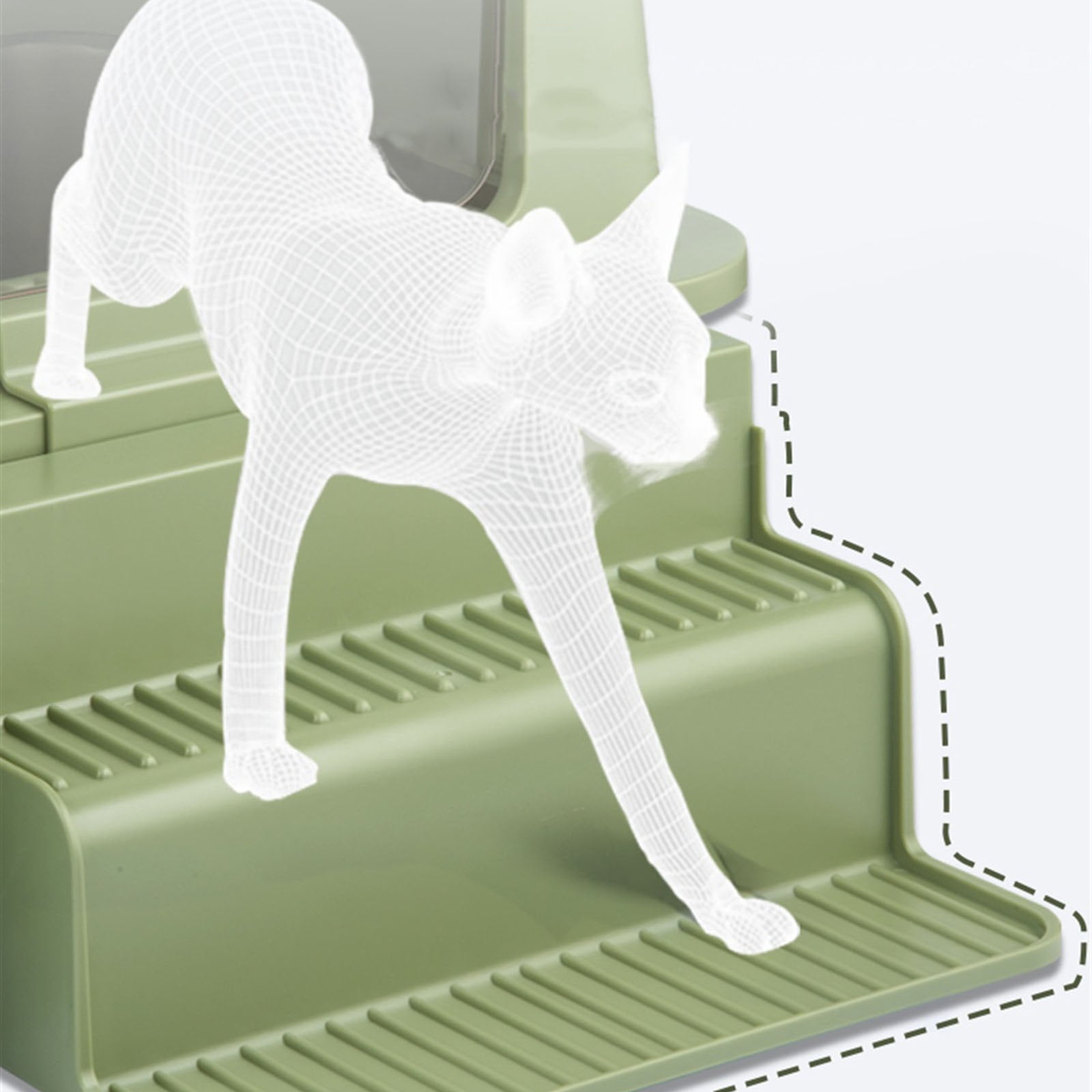 Stainless Steel Litter Box with Lid, Front Entry Top Exit Kitty Litter Box, Easy Clean Metal Kitty Litter Box with Litter Scoop and Climbing Ladder