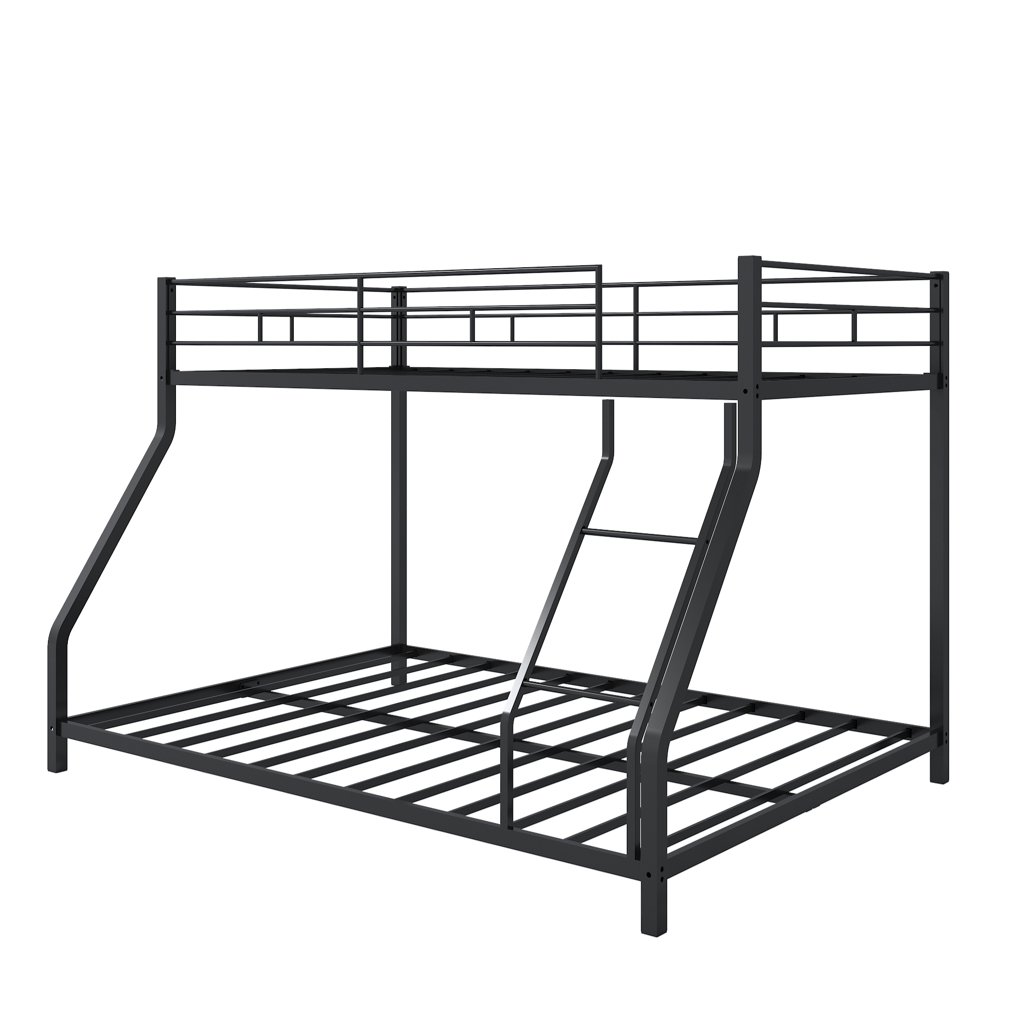Bunk Beds Twin over Full Size, LEGAHOME Metal Bunk Beds for Kids, Twin Over Full Kids Bunk Bed with Full-Length Guardrail, for Adults Dorm Bedroom Guest Room, No Box Spring Needed, Black