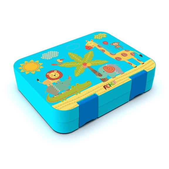 AOHEA Safari Animal Themed Multi-Compartment Bento Box, PP&TP Food-Grade Leak-Proof Lunch Container, 255×176×50mm for Kids