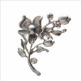 thumbnail image 1 of Women Retro Style Leafs Shape Alloy Brooch with Crystal Decor Matte Silver, 1 of 1
