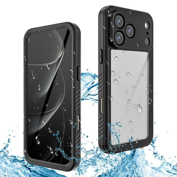 Decase IP68 Waterproof Full-Body Case for iPhone 17 Pro Max, Shockproof Built-in Screen Protector Dustproof Snowproof Hard Rugged Protection Underwater Case, Black