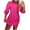 Hot Pink, variant on Women Solid Long Sleeve Collared Button Drawstring Side Loose Soft Airy Gentle Summer Casual Dresses