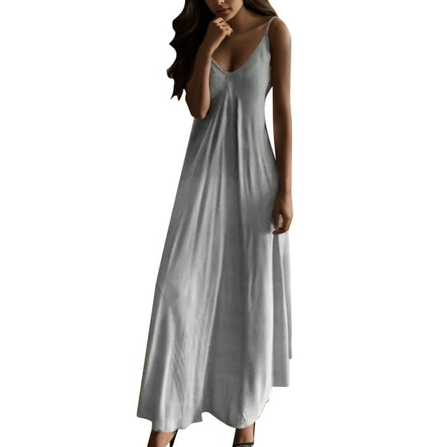 2025 Robe Longue Camisole Robe Décontractée Robe Décontractée Courte Col en V Robe Débardeur pour Femmes Robe Maxi Décontractée pour Femmes Imprimé Sans Manches Robe Maxi pour Femmes