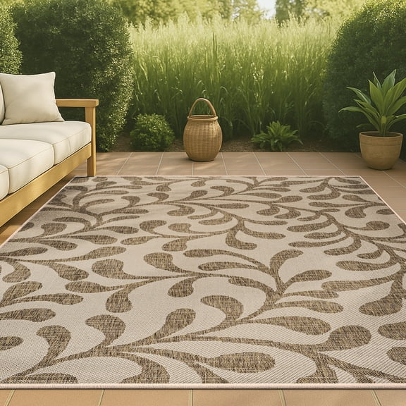JONATHAN Y SANTA MONICA 3 x 5 Area Rug, Vine All Over - Brown/Beige, SMB117A-3