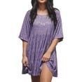 thumbnail image 1 of Robe Femme Épaules Dénudées Robe Formelle Dames Paillettes Sequins Col Rond Manches Courtes Grande Ampleur Robe Mignonne Vêtements Femme Adulte Violet Taille g, 1 of 6