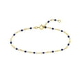 thumbnail image 2 of Gold Plated 7.5-inch Adjustable Cobalt Blue Enamel Bead Chain Bracelet for Women, 2 of 6