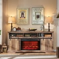 thumbnail image 5 of wow97e Fluted Fireplace TV Stand for TVs Up to 80 Inch with 30" Electric Fireplace, Modern Entertainment Center w/Waveform Panel Sliding Door & Adjustable Shelves for Living Room, 5 of 6