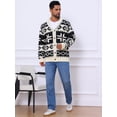 thumbnail image 5 of DARING DIVA Men's Shawl Collar Long Sleeved Knitwear Cardigan Sweater S Black Beige, 5 of 7