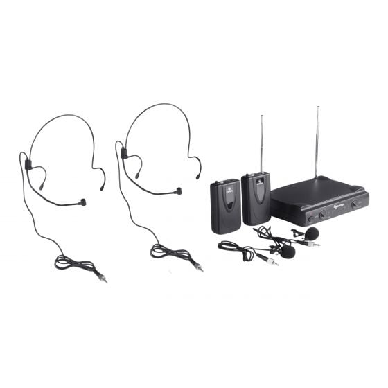 juego de microfonos VHF inalambricos de solapa / diadema Steren wr-058