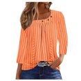 thumbnail image 2 of Fiudx Ofertas Flash Del Día Solo En Línea Blusa de Manga 3/4 a La Moda para Mujer, Camiseta Estampada, Top Informal, 2 of 5