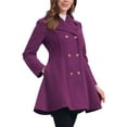thumbnail image 4 of Abrigo largo de invierno INSPIRE CHIC para mujer, con solapa y doble botonadura, color púrpura oscuro, 4 of 6
