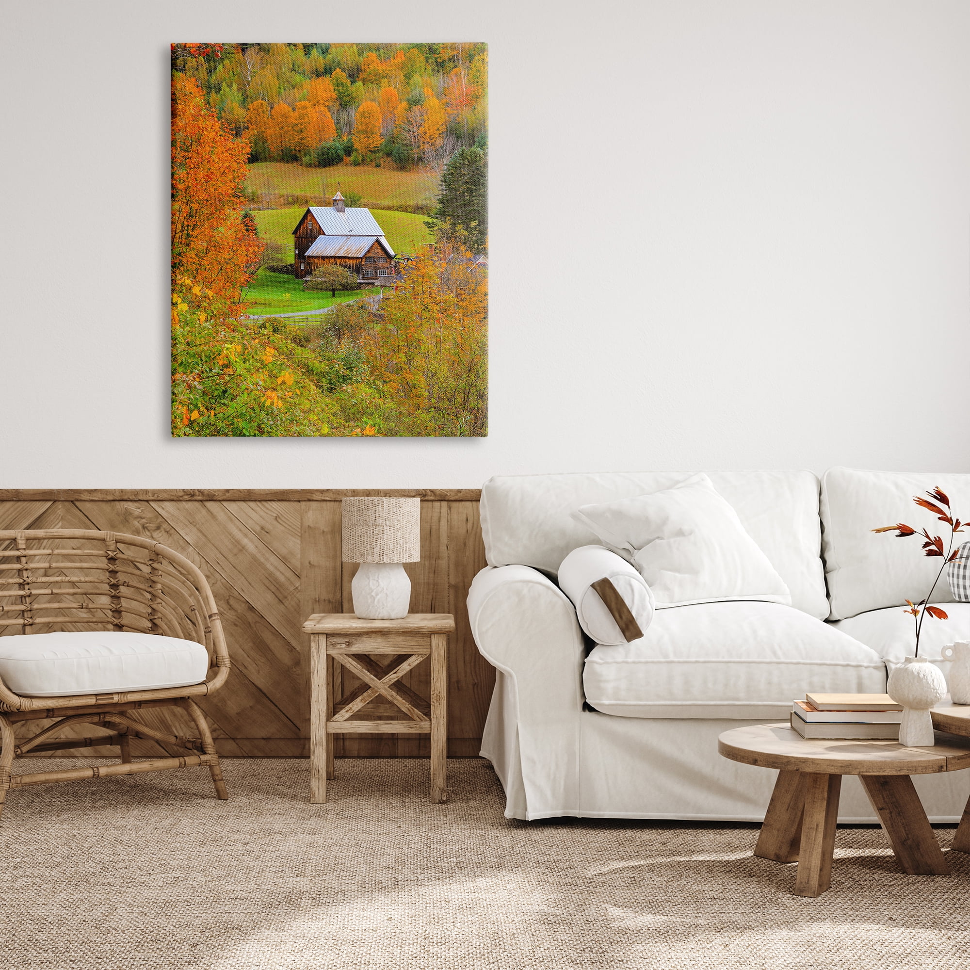 Stupell Industries Autumn Farmhouse Cabin Nature Photography Gallery Wrapped Canvas Print Wall Art, 36 x 48