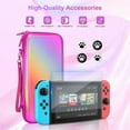 thumbnail image 4 of homicozy Nintendo Switch Accessories-Hard Protective Carry Case for Switch OLED witch 10 Game Card Slot,Soft TPU Cover, Screen Protector,Adjustable Strap,Thumb Grip Caps (Laser Pink), 4 of 6