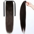 thumbnail image 4 of Benehair Ponytail 100% Remy Human Hair Extensions Clip In Drawstring Ribbon Tie Up One Piece Pony Tail Women Thick Brown, 4 of 10