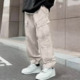 thumbnail image 2 of Men's Casual Cargo Pants with Drawstring Elastic Waist Comfortable Streetwear Baggy Design Multiple Functional Pockets, 2 of 8