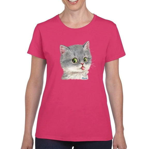 Kittens With Tongue Out T-Shirt Women -Kayomi Harai Designs, Female Small