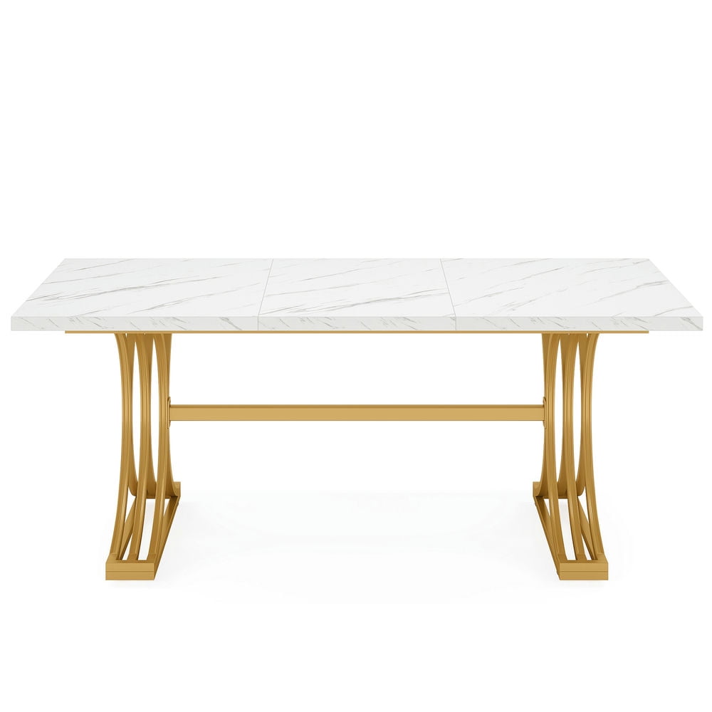 Resenkos Study Writing Desk, Computer Desk,63" Modern Executive Computer Desk with Faux Marble Tabletop,Gray