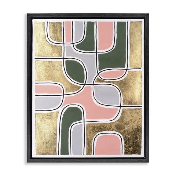Stupell Industries Mid-Century Retro Glam Geometric Black Floating Frame Canvas Art, 17 x 21, by Michael Willett