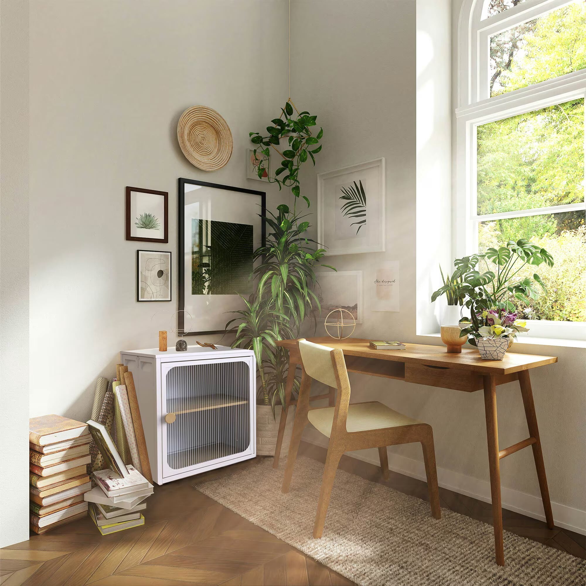 avobird 1 Piece Storage Cabinet with door, Single Sturdy & Convenient Foldable Cabinet, Durable Steel-Wood Combo with Anti-Slip Design & Quick Fold, Beige
