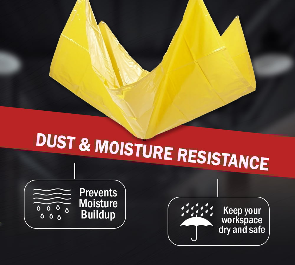 thumbnail image 2 of 2 Pack 10'x10' Roof Ceiling Leak Diverter Drain Tarp - Vinyl Coated Ceiling Rain Drip Catcher with Heavy Duty Grommets - Yellow Roof Rain Diverter - Reusable Roof Drain Fitting Tarp, 2 of 6