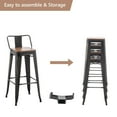 thumbnail image 5 of Bar Stools Set of 4 Bar Height Metal Barstools with Wood Seat Low Back Kitchen Bar Chairs, 5 of 6