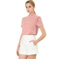 thumbnail image 1 of INSPIRE CHIC Blusa Tops De Lunares Volante Fruncido Manga Corta Cuello Alto Para Mujeres Rosa L, 1 of 6